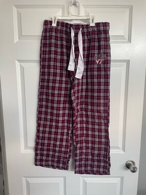 Virginia Tech Maroon Plaid Pajama Pants with Drawstring